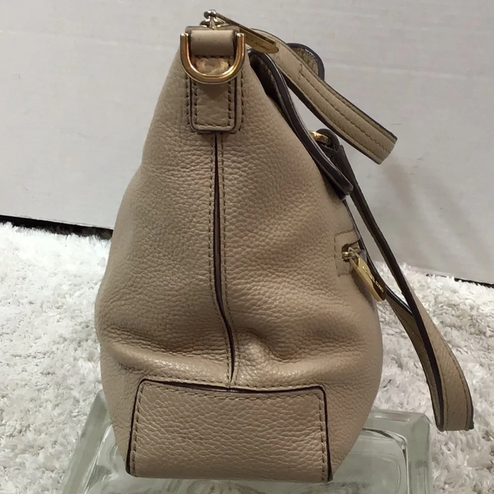 MMK taupe pebbled leather satchel
